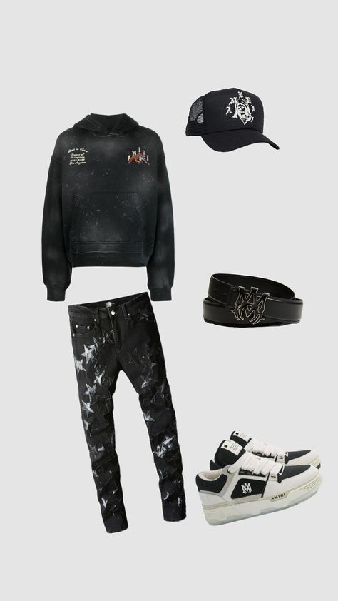 Amiri Outfit, Goth Grunge Outfits, Drippy Outfit, Drip Outfit Men, Black Men Fashion Swag, Swag Outfits Men, Dope Outfits For Guys, Fashion Suits For Men, Cool Outfits For Men