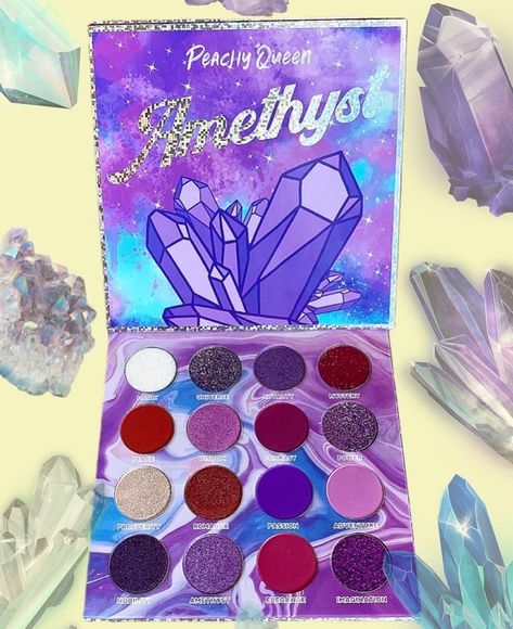 Amethyst Eyeshadow Palette 💜🔮✨ . 🔮 Amethyst Spiritual Energy 🗣 . 💜🖤Amethyst is a stone of spiritual protection and purification; cleansing… Amethyst Eyeshadow, Amethyst Palette, Red Eyeshadow Palette, Magnetic Palette, Makeup Pallets, Eye Palettes, Makeup Eyeshadow Palette, Cool Makeup Looks, Gothic Makeup