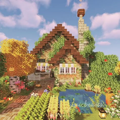 Minecraft Vegetable Garden, Better Minecraft, Minecraft Small House, Minecraft Cottagecore, Bee Cottage, Cottage Minecraft, Cottagecore Minecraft, Mc Builds, Minecraft Aesthetic