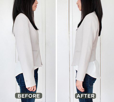 Small alterations can make a huge difference: sleeve length! Often a sleeve is too wide and too long. By making it smaller it will look more polished and slim, thus making your silhouette more feminine. Blazer Sleeves, Extra Petite, Sewing Alterations, Altering Clothes, Shortening, Petite Fashion, Sewing Techniques, Sewing Clothes, Sewing Inspiration