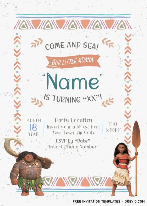 Moana Invitation, Moana Birthday Invitation, Dance Party Invitations, Moana Theme, Free Printable Invitations Templates, Moana Birthday Party, Moana Birthday, Free Printable Invitations, Free Invitation Templates