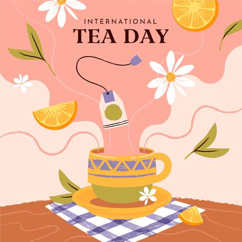 Tea Graphic Design Illustration, Hot Tea Illustration, Tea Illustration Design, Tea Bag Illustration, Tea Illustration Art, Alex Konahin, Cup Of Tea Illustration, Tea Social Media, Cup Graphic Design