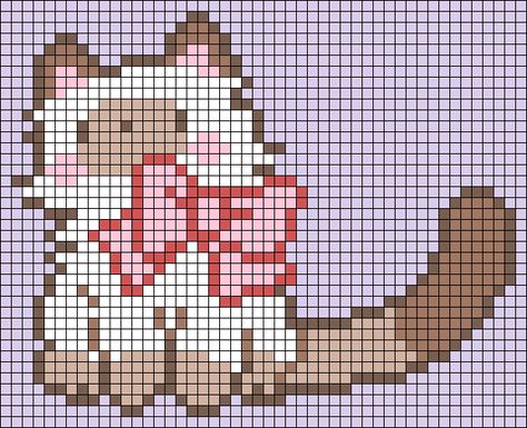 Cat Grid Pattern, Cute Grid Pattern, Mini Alpha Pattern, Cool Alpha Patterns, Cat Pixel Grid, Pixel Grids Crochet, Cat Pixel Art Grid, Pixel Art Pattern Ideas, Alpha Patterns Cat