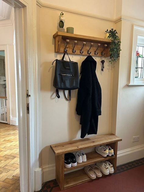 Coat Hooks With Shelf, Cottage Mudroom, Entry Coat Rack, Hall Ways Ideas, Shoe Rack And Coat Hanger, Coat Hook Shelf, Coat Rack With Shelf, Coat And Hat Rack, Shelf Vintage