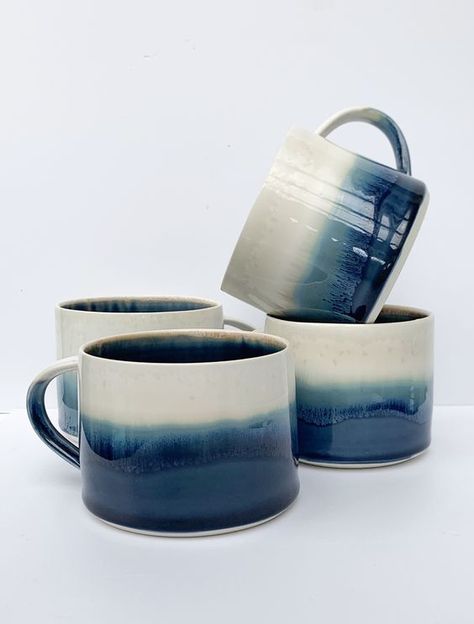 Porcelain Mug, Mugs Clay, Blue Tableware, Cups Pottery, Ceramics Cups, Blue Mugs, Ceramics Mugs, Ceramic Cutlery, Crystalline Glaze