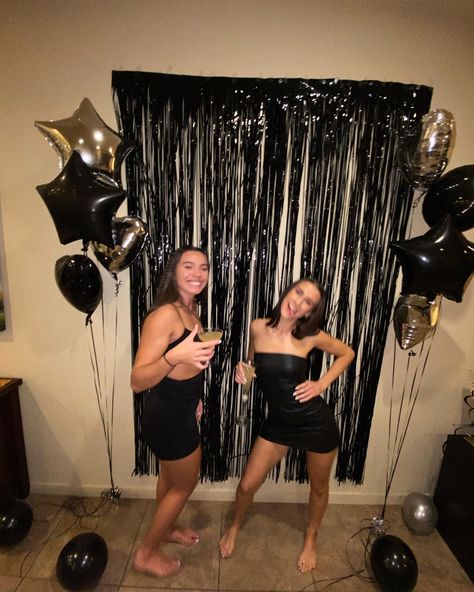 Black Dress Code Birthday Party, Black Out Theme Party Outfit, Black Birthday Themes For Women, Blackout Or Back Out Party Theme, Black Out Birthday Theme, Black Out Party Decorations, Rip Teens Birthday, Black Tie 18th Birthday Party, Black And White Birthday Party Ideas Decoration