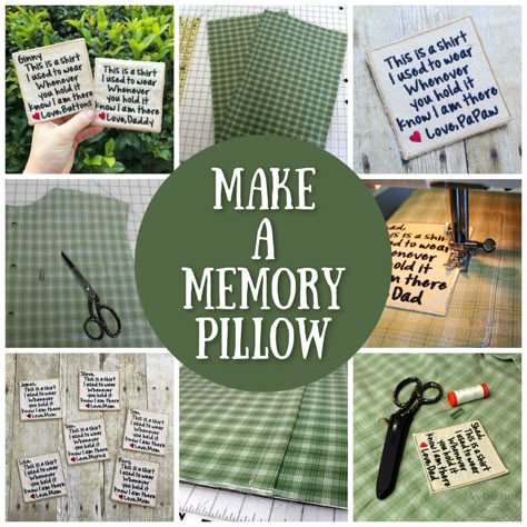 Memory Pillow Diy, Memory Pillow Tutorial, Memory Shirt Pillow, Memory Pillow From Shirt, Memory Clothes, Memory Shirt, Memory Diy, Memory Projects, Memory Pillow