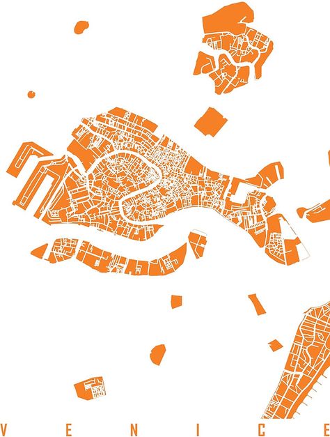 Venice map orange by mapsart Map Of Venice, Maps Illustration Design, Flood Map, Watercolor City Map, City Maps Illustration, Venice Map, City Map Art, Illustrated Map, City Map