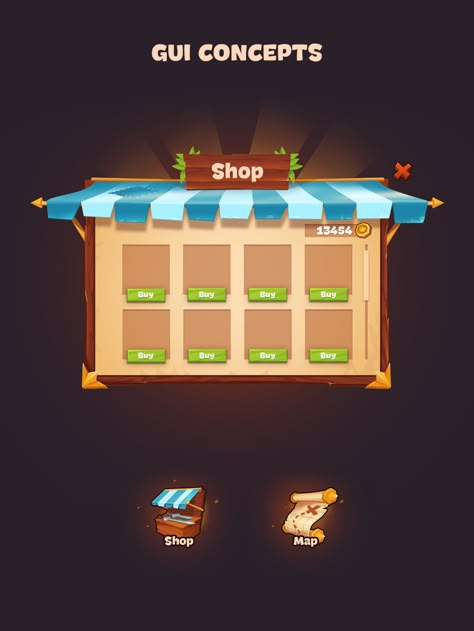 Casual game UI concepts on Behance Game Shop Design, Puzzle Game Ui, Ui Game Design, Casual Game Art, Game 2d, Game Effect, Farm Games, Game Gui, Digital Marketing Design