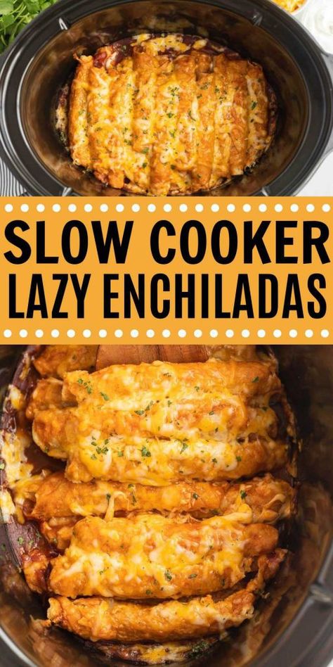 Slow Cook Enchiladas Crock Pot, Enchiladas In The Crockpot, Mexican Food Recipes Crockpot Easy, Crockpot Mexican Meals, Crockpot Cheese Enchiladas, Enchilada Recipe Crockpot, Mexican Food Recipes Slow Cooker, Lazy Enchiladas Crockpot, Crockpot Enchiladas Chicken Easy Recipes