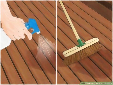 How to Clean a Trex Deck: 10 Steps (with Pictures) - wikiHow Cleaning Trex Decking, Trex Deck Ideas, Trex Furniture, Cleaning Composite Decking, Cozy Porches, Composite Deck Cleaner, Deck Redo, Outdoor Deck Design, Trek Deck