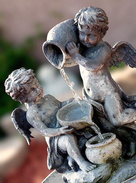 Playful cherub fountain I Believe In Angels, Angel Statue, Ange Demon, Garden Angels, Angels Among Us, Water Features In The Garden, Angel Statues, Garden Fountain, Garden Fountains