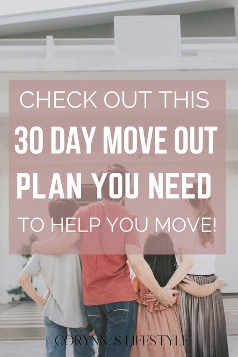 Photo of a family of four standing outside looking at a house. Check Out This 30 Day Move Out Plan You Need To Help You Move! Downsizing Your Home To Move, How To Get Ready To Move, What To Get Rid Of When Moving, Decluttering Before A Move, How To Move, How To Pack To Move, Moving House Aesthetic, Apartment Move In Checklist, Apartment Necessities List