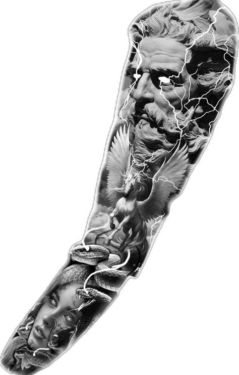 Mens Tattoo Ideas Sleeve Inspiration Men, Mens Body Tattoos, Geometric Tattoo Sleeve Designs, Soldier Tattoo, Poseidon Tattoo, Zeus Tattoo, Line Tattoo Ideas, Egyptian Tattoo Sleeve, Greek Mythology Tattoos