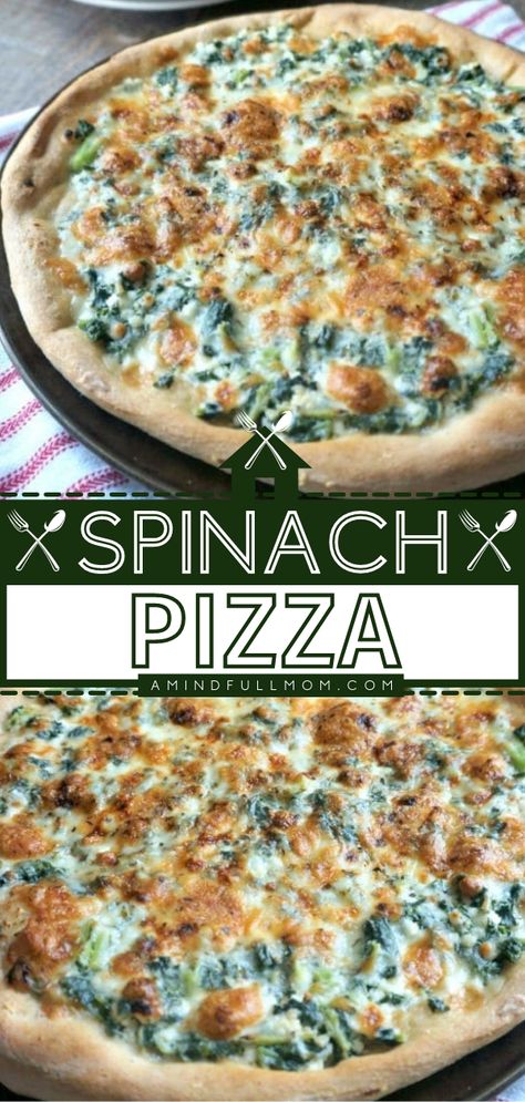 Spinach Pizza Florentine Pizza, Ricotta Pizza, Ricotta Spinach, White Pizza Recipes, Spinach Alfredo, Spinach Pizza, Italian Herbs, White Pizza, Healthy Pizza