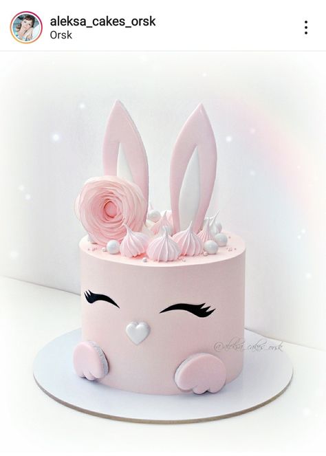 Bunny Birthday Cake, Cake Designs For Kids, Barbie Doll Cakes, Easter Bunny Cake, Rabbit Cake, Pink Birthday Cakes, 2 Birthday Cake, 1st Birthday Cakes, Bunny Birthday