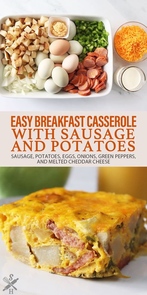 Sausage And Potato Casserole, Potato Egg Bake, Potato Egg Casserole, Sausage Egg Breakfast Casserole, Breakfast Casserole With Sausage, Potato And Egg Breakfast, Sausage Egg Bake, Egg And Cheese Casserole, Casserole With Sausage