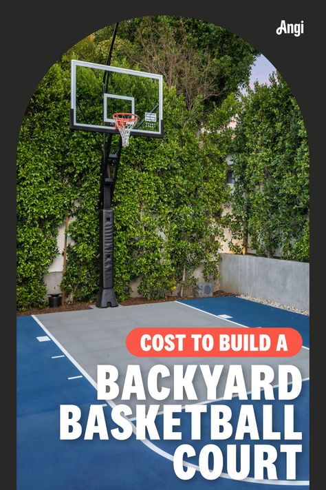 Cost to build a basketball court with a basketball court in the background Backyard Basketball Court, Basketball Court Backyard, Backyard Basketball, Cost To Build, A Basketball, A Dream Come True, Questions To Ask, Dream Come True, Basketball Court