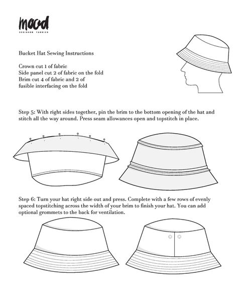 The Bucket Hat - Free Sewing Pattern - Mood Sewciety Free Bucket Hat Pattern, Bucket Hat Sewing Pattern, Bucket Hat Diy, Bucket Hat Sewing, Bucket Hat Pattern Free, Hat Sewing Pattern, Hat Sewing, Hat Template, Bucket Hat Pattern