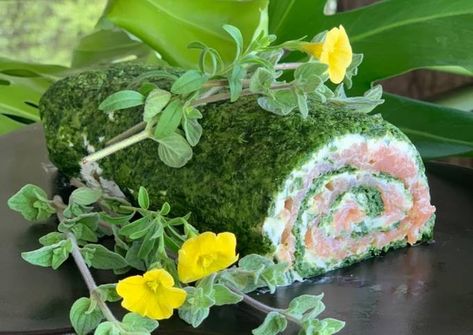 Salmon Roulette, Salmon Habitat, Smoked Salmon Rosettes, Italian Herb Salmon, Citrus Herb Salmon, Salmon Cream Cheese, Salmon Spinach, Lemon Rind, Frozen Spinach