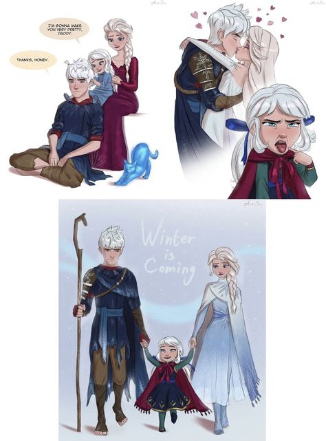 Jelsa Fanart Cute, Fan Art Cartoon, Princess Fan Art, Jelsa Comics, Jelsa Fanart, Disney Movie Art, Disney Ships, Jack Frost And Elsa, Jack And Elsa