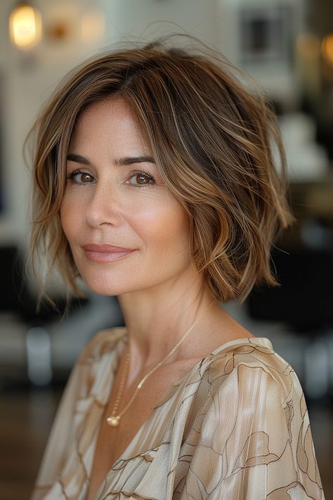 The Trendiest Layered Bob Haircuts of 2024 Minimalist Bob Haircut, Short Layered Bob Curtain Bangs, Brown Bobs Haircuts, Short Layered Bob Hairstyles For Thick Hair, Layered Hair Bob, Soft Layered Bob, Layered Bob Cut, Bob With Undercut, Bob With Layers