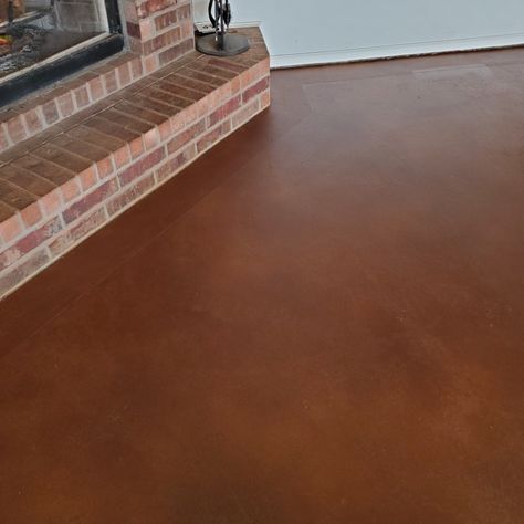 Ash Brown Concrete Color with Durable Urethane Top Coatings. Blend of UV-stable pigment and acrylic mix with acetone create a topical color suitable for most concrete types. Concrete dyes are a great way to color existing slabs of concrete and offer a wide range of color options. Colors can be used to cover previous dyes or concrete stains, or to create something entirely new. Concrete dyes can be used to create a multi-dimensional polished concrete look or to apply solid colors to concrete. Stained Concrete Colors, Brown Painted Concrete Floors, Brown Concrete Floor, Beige Stained Concrete Floors, Spa Layout, Tan Stained Concrete Floors, Stained Concrete Floors Hair Salon, Stain Concrete Floors, Concrete Stain Colors