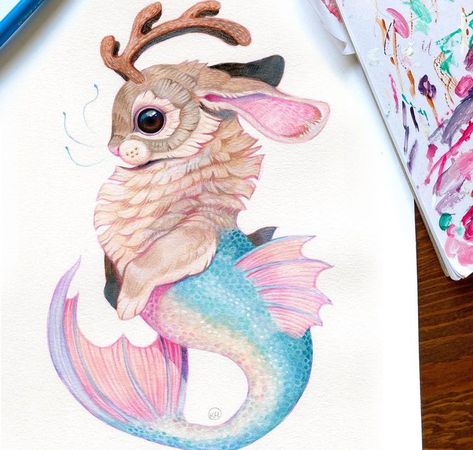 Kaitlin Hoyt on Instagram: “It’s finally time!!! I just posted a huuuge update featuring a bunch of new work. You can find the 🔗 in my b!o ☀️ . This is probably the…” Fur Design, Drawing Sketching, Nature Painting, Watercolor Painting Techniques, Watercolor Art Lessons, Abstract Line Art, Cute Little Drawings, Cute Creatures, Nature Paintings