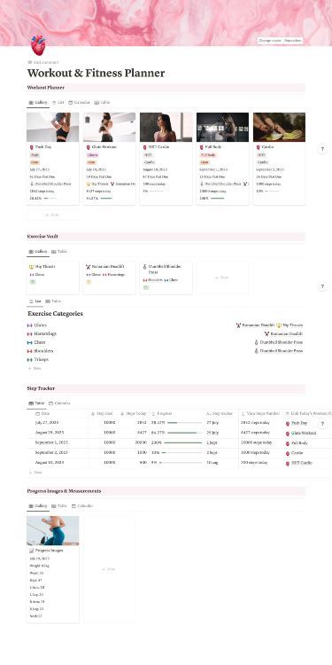 meal plan notion template Workout Template, Life Planner Organization, Notion Planner, Gym Pilates, Meal Planner Template, Notes Inspiration, Notion Template, Pilates Yoga, Organization Planning