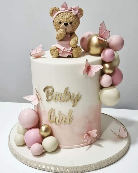 Tort Baby Shower Girl, Baby Shower Cake Ideas Girl, Baby Shower Cake Ideas Unique, Bearly Wait Baby Shower Cake, Baby Girl Shower Cakes, Baby Torte, Bear Baby Shower Cake, Baby Shower Cake Designs