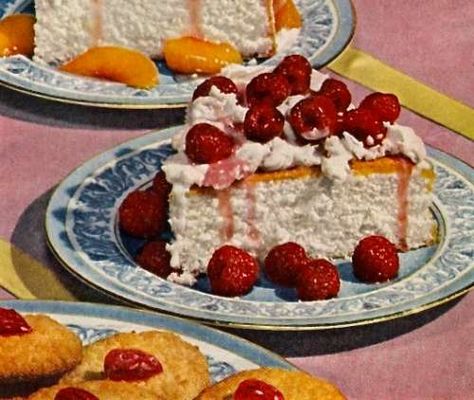 Raspberry Desserts Cake, Dessert Recipes From Scratch, Old Fashioned Cakes, Homemade Dessert Recipes, Raspberry Dessert, Vintage Food Posters, Retro Desserts, Recipes From Scratch, Homemade Recipes Dessert