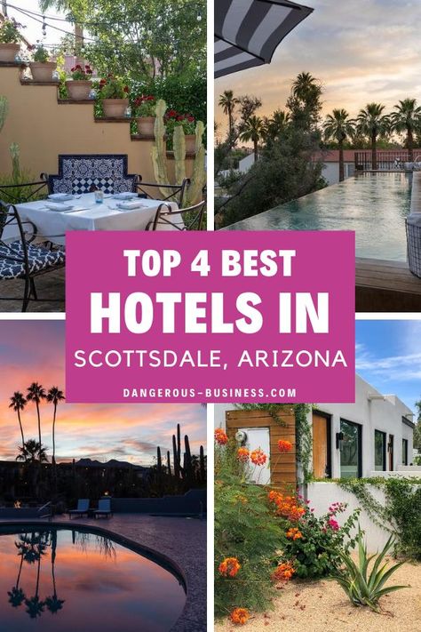 Looking For a Budget US Travel Destination? You probably didn't even consider Scottsdale, Arizona! When people think of Scottsdale they think it's going to be an expensive trip but it doesn't have to be! Here you will find the top 4 best hotels in AZ for any budget! So look at all the best places to stay in Scottsdale, Arizona for all travel styles. A great Spring and Fall travel destination! Scottsdale Hotels, Scottsdale Resorts, Travel Arizona, Old Town Scottsdale, Bucket List Family, Tips For Flying, Romantic Weekend Getaways, Family Road Trip, Couples Vacation