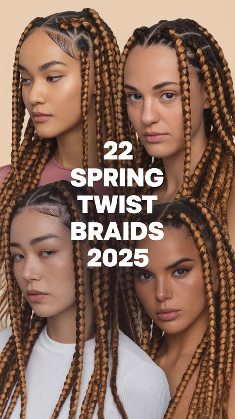 Want stylish Spring Twist Braids 2025? Choose Long or Short Curly Ends! Senegalese, Bohemian, or Knotless Styles look perfect in Blonde, Brown, Ginger, or Black. These lightweight and easy-to-maintain Hairstyles give a Natural and chic appearance for any occasion. Spring Twist Braids, Knotless Styles, Spring Twists, Braids Ideas, Chic Bohemian, Brown Shades, Bohemian Look, Twist Braids, Your Hairstyle