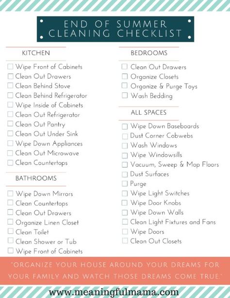 End of Summer Cleaning Checklist - A great resource for end of summer or fall cleaning and organization. #ad #CleanStart Summer Cleaning Checklist, Clean Scene, Fall Cleaning Checklist, Cleaning And Organization, Household Cleaning Schedule, Seasonal Cleaning, Cleaning Baseboards, Summer Checklist, Check Lists