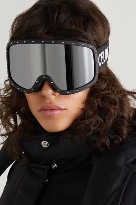 The Ski Rental Edit | SheerLuxe Ski Goggles Aesthetic, Goggles Outfit, Goggles Aesthetic, Girl Skiing, Logo Ski, Goggles Fashion, Skiing Goggles, Black Snowboard, Celine Eyewear