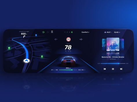 Electric Vehicle HMI Dashboard Design by Andrii Perevoznik on Dribbble Bmw Electric, Dashboard Interface, Dashboard Ui, Car Dashboard, Dashboard Design, Head Unit, Electric Vehicle, Mobile Ui, Responsive Design