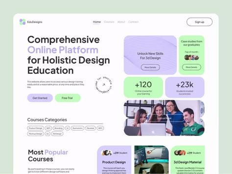 E Learning Course Design, E Learning App Ui Design, Bento Ui Design, E Learning Website Design, Online Course Website Design, Course Website Design, Homepage Web Design, Learning Website Design, Landing Page Inspiration