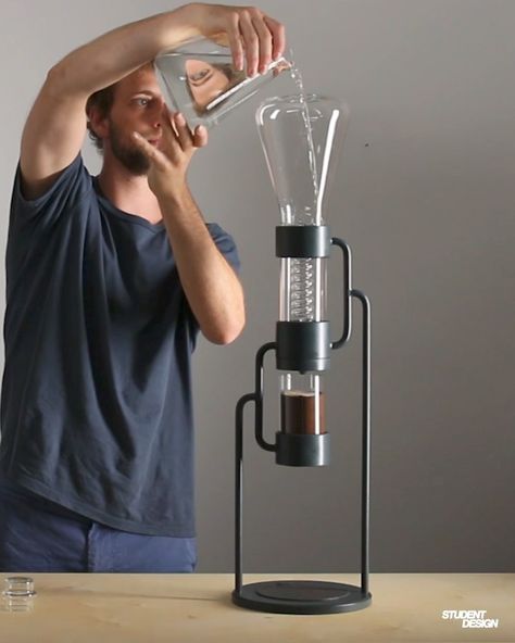 StudentDesign on Instagram: “☕️’Cold dripping coffee’ WHAT – ‘Cold Drip 2000’ is used for the production of cold brewed coffee. HOW – With the cold drip method, water…” Cold Brewed Coffee, Cold Drip, Brewed Coffee, Cold Brew Coffee, Cold Brew, Coffee Brewing, Being Used, Product Design, Coffee Maker