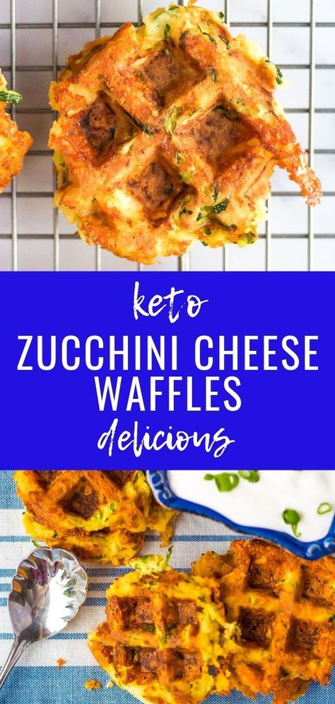 Zucchini Waffles Low Carb, Zucchini Waffles, Chaffle Recipes, Zucchini Cheese, Waffle Iron Recipes, Cheese Waffles, Keto Zucchini, Waffle Maker Recipes, Savory Waffles