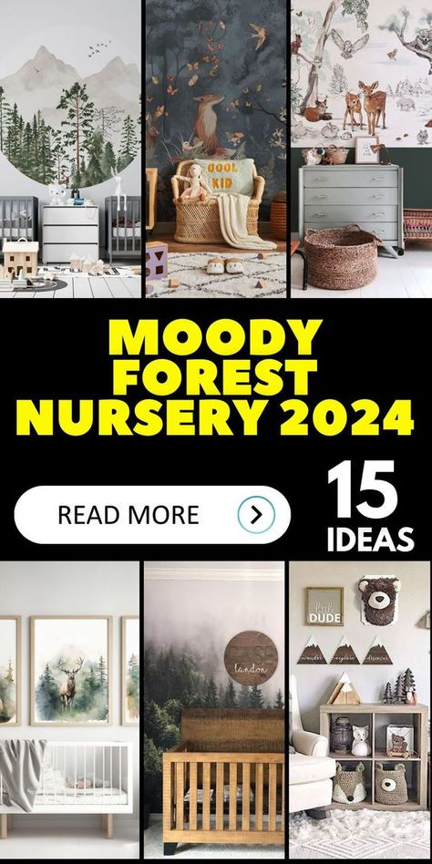 Moody forest nursery 2024 offers a serene and mystical ambiance perfect for a baby boy or girl. The combination of Woodland elements and forest nursery decor creates a soothing environment, ideal for nurturing imagination and comfort. Whimsical Nature Nursery, Forest Nursery Themes, Forest Nursery Mural, Woodland Bedroom Kids, Enchanted Forest Nursery Theme, Whimsical Woodland Nursery, Moody Nursery, Baby Boy Woodland Nursery, Outdoors Themed Nursery