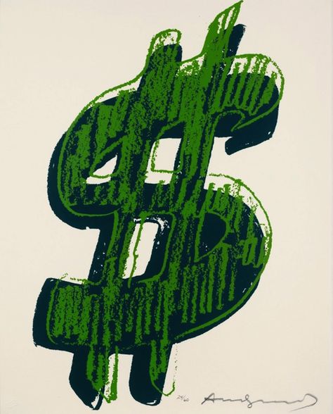 Andy Warhol | Dollar Sign $ | 1 Piece 278 | 1982 | Hamilton-Selway Green Dollar, Warhol Art, Pop Art Movement, Dollar Sign, Jean Michel Basquiat, Andy Warhol, Art Movement, Sale Artwork, Vision Board