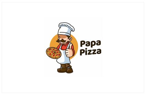 Pizza Shop Retro Mascot Logo Template Papa Pizza, Logos Graphic Design, Retro Mascot, Creative Business Logo, Library Logo, Pizza Shop, Logo Animal, Drop Logo, Startup Logo