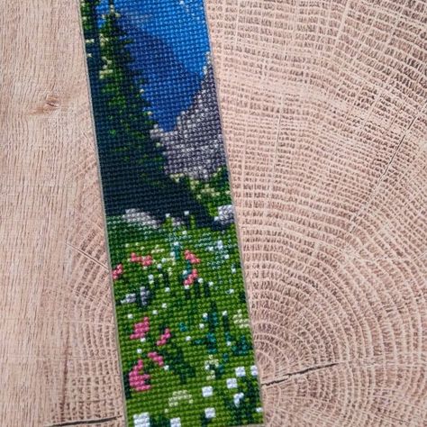 Alpha pattern #142056 | BraceletBook Friendship Bracelet Bookmark Pattern, Friendship Bracelet Bookmark, Bracelet Bookmark, Forest Meadow, Bookmark Pattern, Landscape Forest, Flower Bookmark, Alpha Pattern, Alpha Patterns