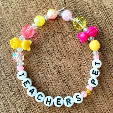 Melanie Martinez Bracelet Teacher’s Pet Handmade New Without Tags Always Open To Bundles And Offers! Meline Martinez, Melanie Martinez Bracelet, Fire Accessories, Kandi Inspo, Diy Kandi Bracelets, Diy Kandi, Pandora Jewelry Charms, Bracelet Inspo, Fabric Bracelets