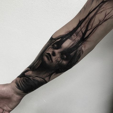 Dark Tattoos For Men, Tattoo Ideas Dark, Horror Tattoo Ideas, Horror Sleeve, Satanic Tattoos, Tattoo Ideas Unique, Evil Tattoo, Evil Tattoos, Scary Tattoos