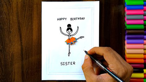 Birthday card drawing for sister Sister Drawing Ideas, 18th Birthday Drawing, Drawing For Sister, Sister Birthday Card Ideas, Birthday Drawing Ideas, Drawing Birthday, Birthday Drawing, Birthday Card Ideas, Drawing Ideas Easy