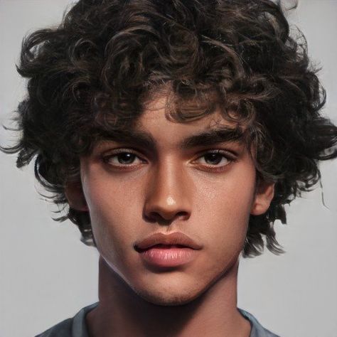 Fire God, Artbreeder Portraits, Curly Hair Drawing, Character Inspiration Male, Boys With Curly Hair, Boy Face, Black Curly Hair, Face Reference, Face Characters