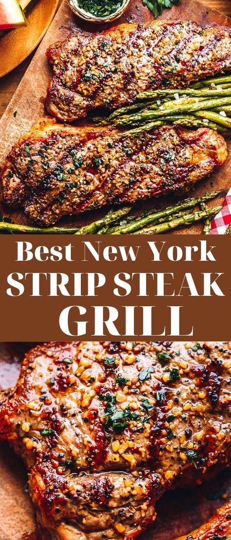 Top Loin Strip Steak Recipe, Kc Strip Steak Recipe, Best New York Strip Steak Recipe, New York Steak Recipes, Steak Recipes Grilled, New York Steak Recipe, Ny Strip Steak Recipes, Recipe With Asparagus, Striploin Steak