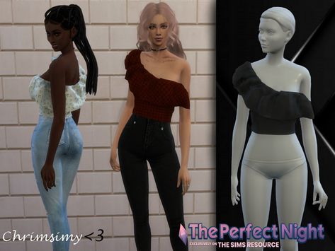 Sims 4 Clothing Sets, Perfect Night, One Shoulder Top, Sims 4 Clothing, Latin Dance, Clothing Sets, One Shoulder Tops, Ruffle Top, The Sims