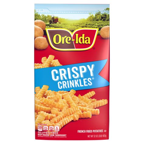 Ore-Ida Golden Crinkles French Fried Potatoes make it easy to enjoy delicious fries at home. Crispy and golden, our fries are made from freshly peeled potatoes. Gluten free fries offer a crispy crinkle cut outside with a fluffy inside for the perfect blend of textures to make your next family meal a success. Toss these frozen fries on a baking sheet to bake them in the oven according to package instructions for perfect golden fries. An American classic, these crinkle fries are perfect for ... Mac N Cheese Velveeta, Gluten Free Fries, Frozen Fries, Fries At Home, Crinkle Fries, Crinkle Cut Fries, Yummy Fries, Ore Ida, French Fried Potatoes